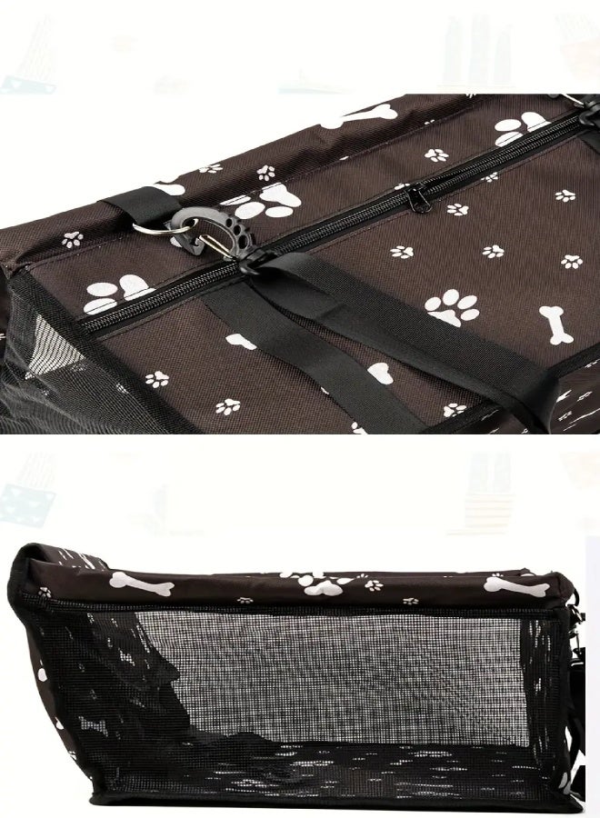 ارواق مقعد معزز للسيارة للكلاب وحامل سفر - حامل حيوانات أليفة أكسفورد قابل للطي مع مقود أمان وأشرطة قابلة للتعديل وتصميم قابل للغسل للقطط والكلاب الصغيرة - أسود - Image 3