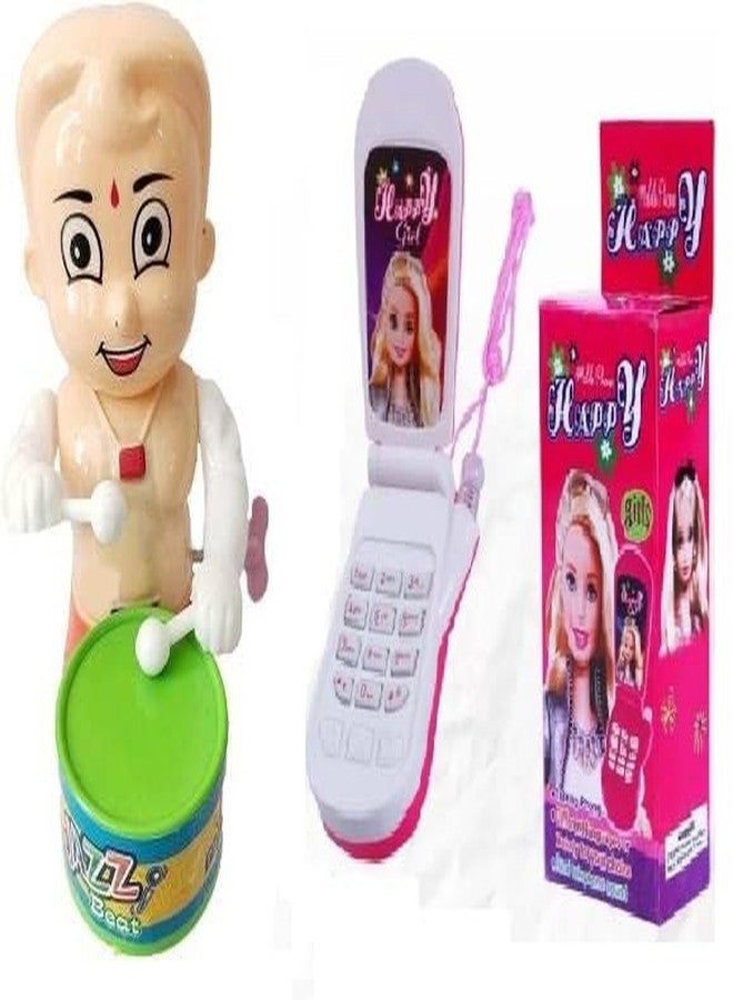 SHANVI Toys Musical Mobile Phone Toy for Kids Cute Drummer Pet Toys with Dancing Action for Kids Toys Sound Toys Key-Operated (BHEEM_Barbe MOBILE-02) - Image 1