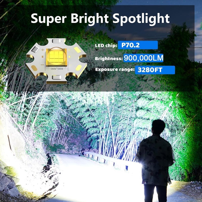 BLURISM Aluminum Alloy High Lumen LED Flashlight Solar Flashlight Carry Light Rechargeable LED Work Light Search Light for Camping Fishing Hiking Or Emergency Tip Light Portable Flashlight - Image 4