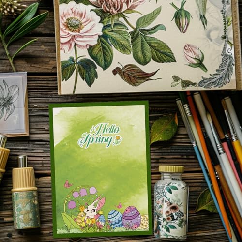 Arbuya Happy Easter Greeting Phrases Clear Stamps for Card Making Easter Blessings Hello Spring Transparent Stamp Easter Sentiment for Scrapbooking Journals Photo Album Decoration - Image 3