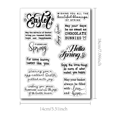 Arbuya Happy Easter Greeting Phrases Clear Stamps for Card Making Easter Blessings Hello Spring Transparent Stamp Easter Sentiment for Scrapbooking Journals Photo Album Decoration - Image 2