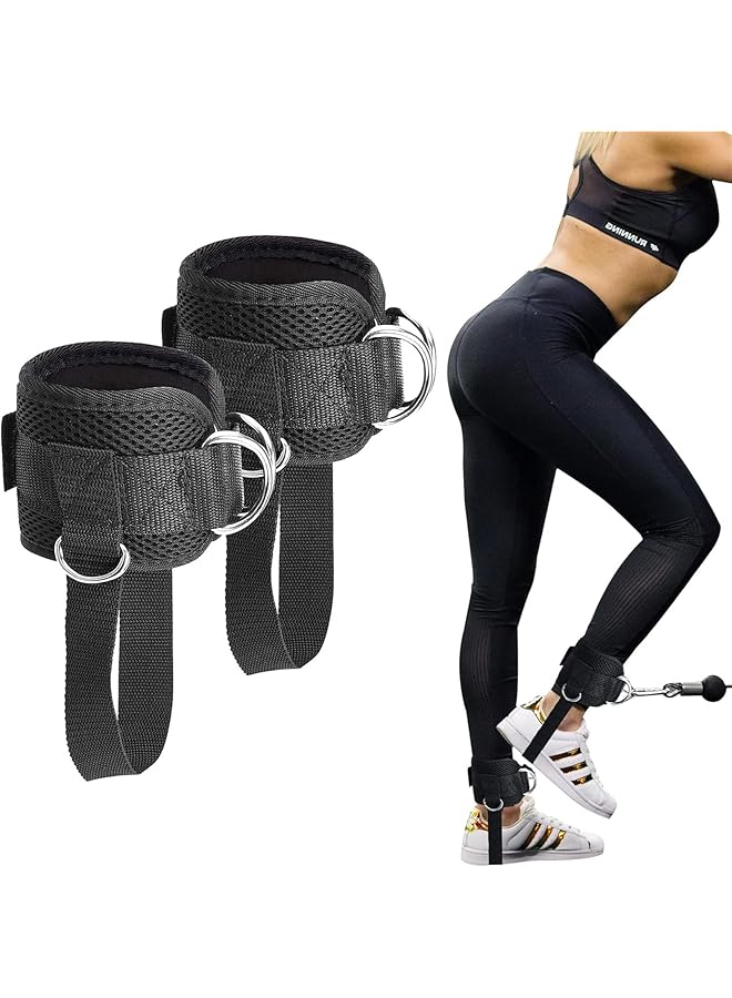 erorex 1 Pair Ankle Straps, Ankle Cuffs, D-Ring Ankle Cuffs For Cable Machines, Comfortable Workout Ankle Belt, Adjustable Padded Work Out Cuffs For Kickback, Glute Workout, Leg Extension, Black - Image 1
