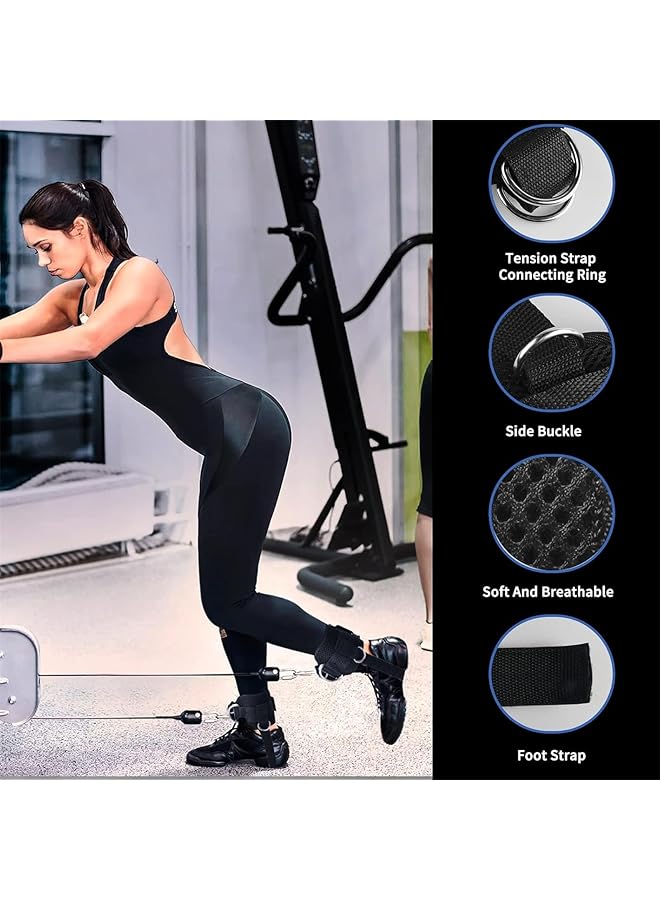 erorex 1 Pair Ankle Straps, Ankle Cuffs, D-Ring Ankle Cuffs For Cable Machines, Comfortable Workout Ankle Belt, Adjustable Padded Work Out Cuffs For Kickback, Glute Workout, Leg Extension, Black - Image 2