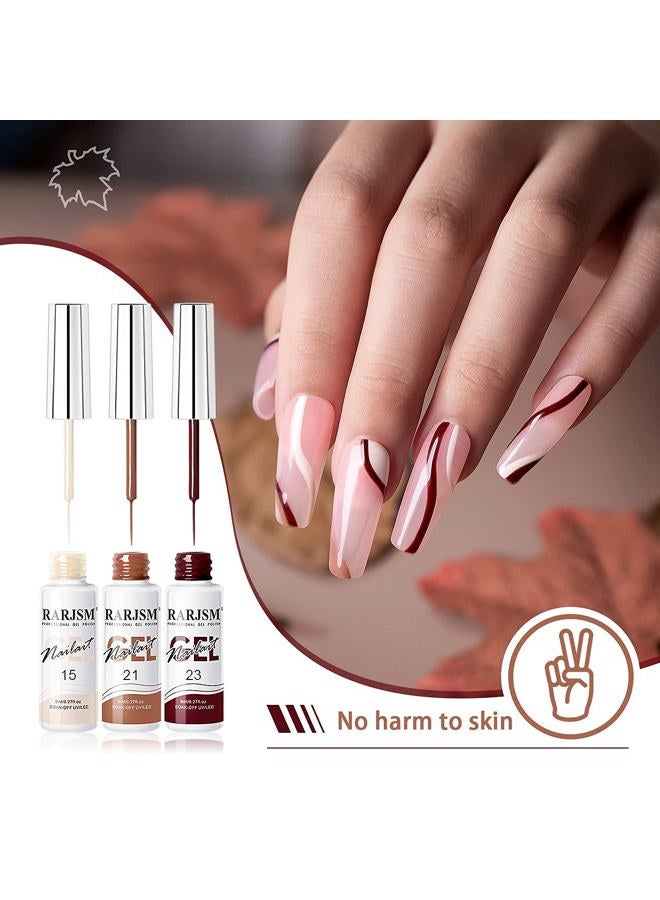 RARJSM Nail Art Gel Liner Painting Polish Set 12 Colors Autumn Winter Brown Wine Red Collection,Painted Gel Nail Polishes Soak Off Curing Requires Salon DIY Manicure Nail Art Design Line Art Gel - Image 4