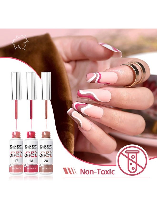 RARJSM Nail Art Gel Liner Painting Polish Set 12 Colors Autumn Winter Brown Wine Red Collection,Painted Gel Nail Polishes Soak Off Curing Requires Salon DIY Manicure Nail Art Design Line Art Gel - Image 5