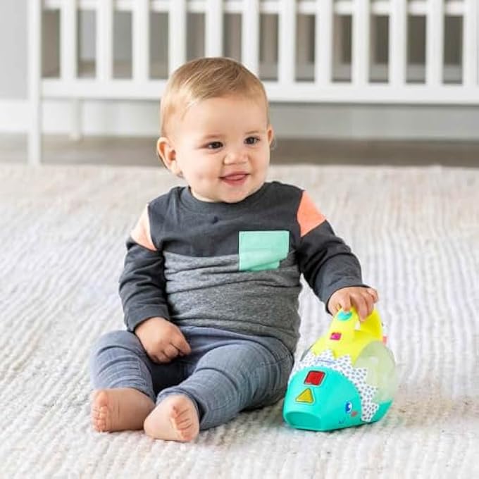 PUSH & POP MUSICAL LIGHT-UP MINI-VAC HEDGEHOG MINI-ME PRETEND TOY VACUUM WITH MUSIC, LIGHTS, BOUNCING BALLS, SOUNDS & BUTTONS, HELPS BUILD GROSS MOTOR SKILLS, FOR BABIES & TODDLERS - Image 4