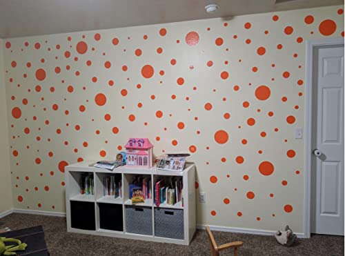 Create-A-Mural Polka Dot Wall Stickers, Wall Decor Stickers, Wall Dots, Vinyl Circle Room Dot Decals Wall Art Stickers for Bedroom Girls Room Peel and Stick Kids Room Decor Birthday Gift (Orange) - Image 3