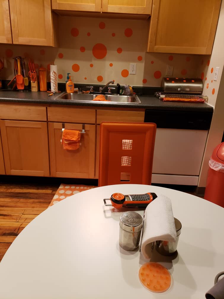 Create-A-Mural Polka Dot Wall Stickers, Wall Decor Stickers, Wall Dots, Vinyl Circle Room Dot Decals Wall Art Stickers for Bedroom Girls Room Peel and Stick Kids Room Decor Birthday Gift (Orange) - Image 4