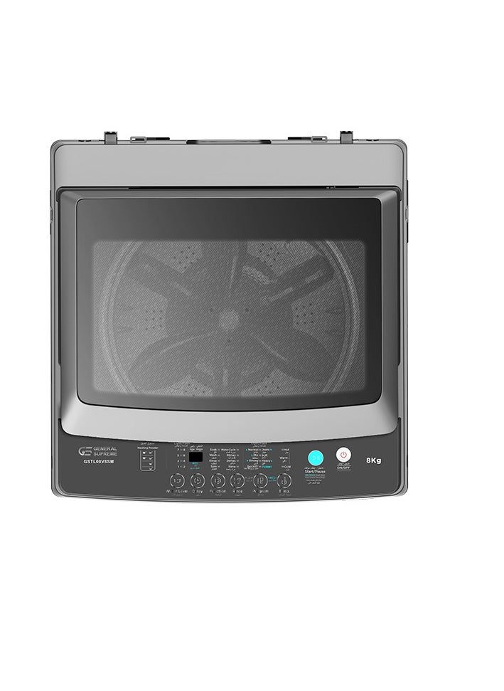 GENERAL SUPREME General Supreme Washing Machine Automatic Top Load 8 KG, 8 Programs, Dark Silver, GSTL08V8SM  - Image 2