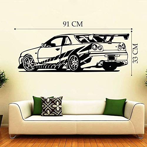 DivineDesigns Black Car Vector Form Wall Reusable Just Peel & Stick Self-Adhesive Sticker Ideal for Kids Room, Living Room, Bedroom, Office Bedroom Decoration (Multicolour, 91 * 33 cm - Pack of 1) - Image 3