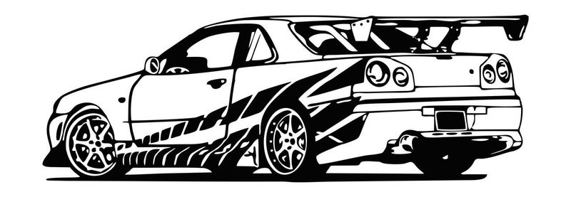 DivineDesigns Black Car Vector Form Wall Reusable Just Peel & Stick Self-Adhesive Sticker Ideal for Kids Room, Living Room, Bedroom, Office Bedroom Decoration (Multicolour, 91 * 33 cm - Pack of 1) - Image 5