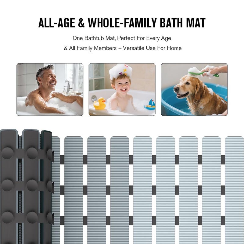MBOSS Bath Tub Shower Mat Non Slip Bathtub Mats for Bathroom Shower Floor Mat Bath Mats for Shower Tub Anti Slip Shower Mat with Drain Hole and Large Suction Cups (Gradient Grey, 27.5 X 15.7 Inch) - Image 5