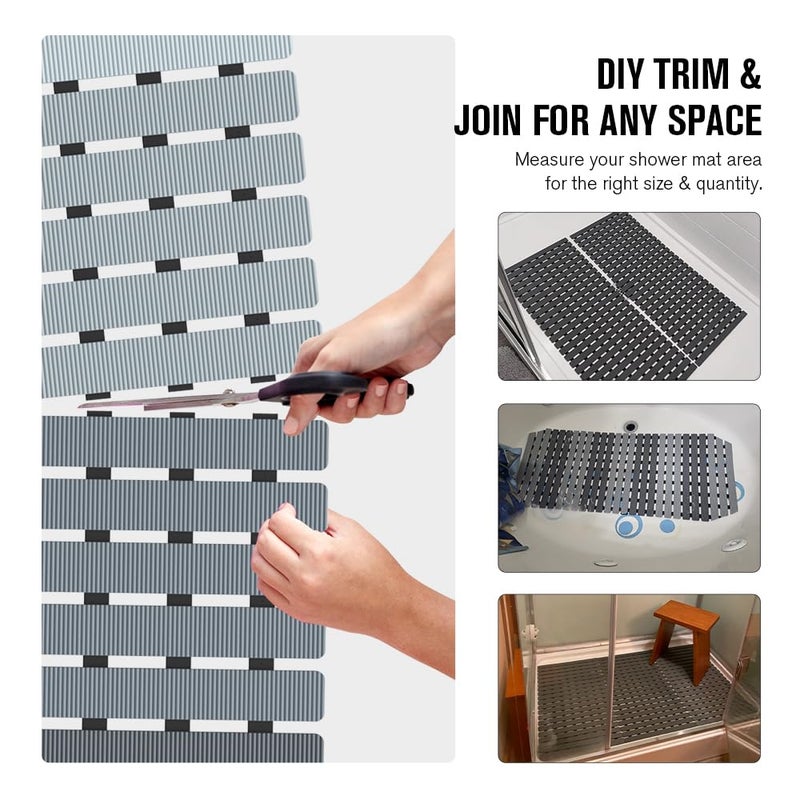 MBOSS Bath Tub Shower Mat Non Slip Bathtub Mats for Bathroom Shower Floor Mat Bath Mats for Shower Tub Anti Slip Shower Mat with Drain Hole and Large Suction Cups (Gradient Grey, 27.5 X 15.7 Inch) - Image 4