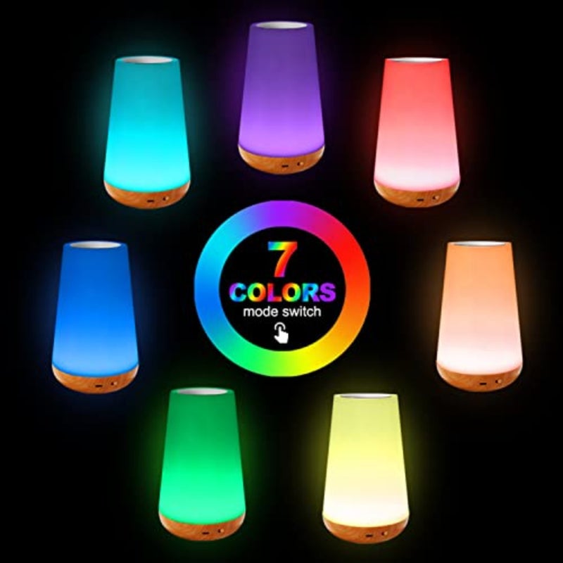 مصباح بجانب السرير LED، ضوء ليلي ملون، مصباح ليلي USB ملون قابل لإعادة الشحن مع تحكم باللمس وتحكم عن بعد في السطوع قابل للتعديل لغرفة النوم وغرفة الأطفال وغرفة المعيشة - Image 3