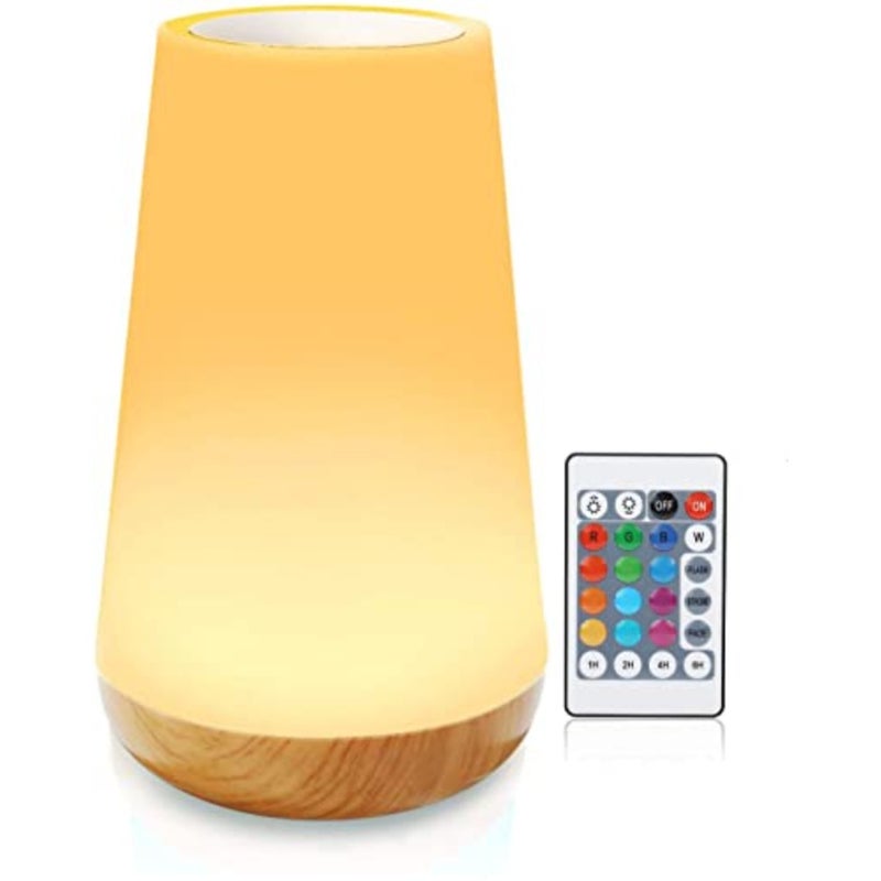مصباح بجانب السرير LED، ضوء ليلي ملون، مصباح ليلي USB ملون قابل لإعادة الشحن مع تحكم باللمس وتحكم عن بعد في السطوع قابل للتعديل لغرفة النوم وغرفة الأطفال وغرفة المعيشة - Image 1