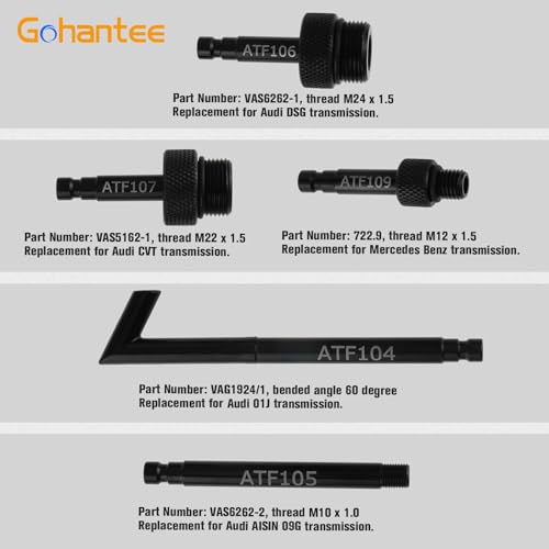 gohantee محول تعبئة زيت سائل نقل الحركة الأوتوماتيكي مع مجموعة تعبئة يدوية تشمل موزع معدني مع صمام إيقاف، بديل لأودي 09G 01J 722.9 CVT DSG ATF بنز 722.9 - Image 3