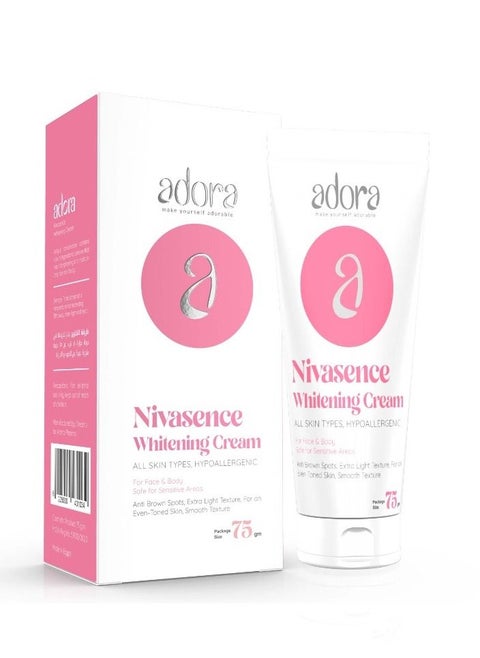 Adora Whitening Cream for brightening and moisturizing face and body- contains Niacinamide 4% - Collagen 1% and other natural ingredients - for all skin types.