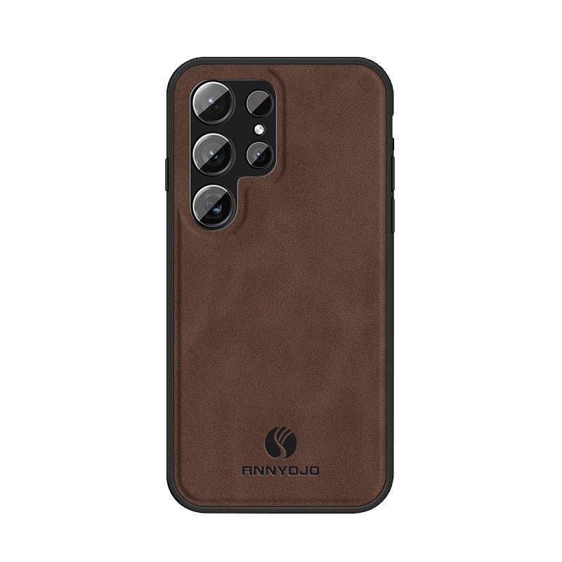 MagSafe Samsung Galaxy S23 Leather Case Protective Texture for Anti Slip Grip in Coffee for Tabletop Use - Image 1