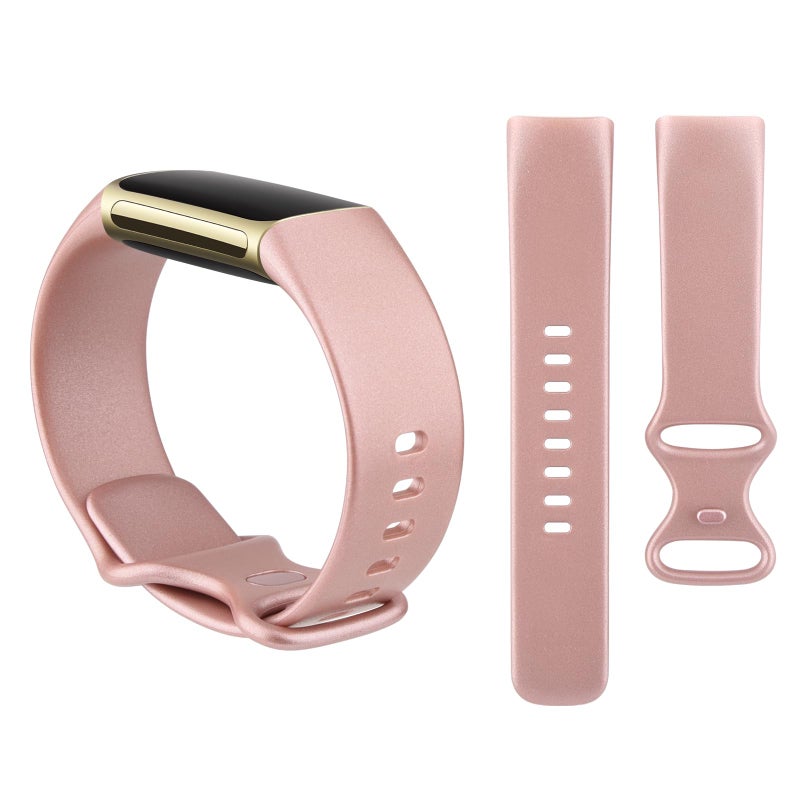 AK حزام AK الرياضي متوافق مع أشرطة Fitbit Charge، أشرطة استبدال ناعمة كلاسيكية لحزام المعصم لجهاز تتبع اللياقة البدنية Fitbit (ذهب وردي، كبير) - Image 4