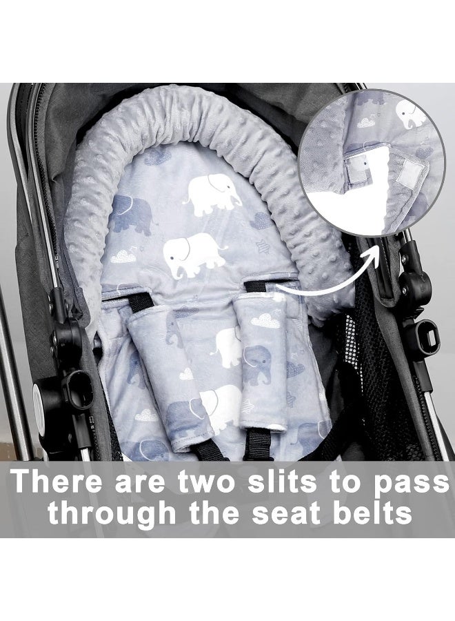 TANOFAR Baby Car Seat Insert and Strap Covers, Gray Carseat Head Support for Boys, Soft Unisex Cushion Fit for Car Seats, Stroller, Bouncers, Elephant - Image 4