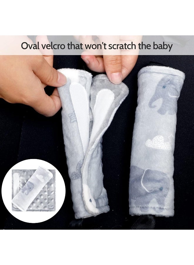 TANOFAR Baby Car Seat Insert and Strap Covers, Gray Carseat Head Support for Boys, Soft Unisex Cushion Fit for Car Seats, Stroller, Bouncers, Elephant - Image 3