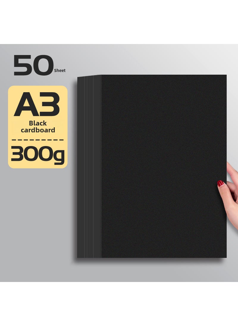 Generic Black Cardboard Wholesale Vintage Painting Thickened Antique Black Card Decorative Packaging Handmade Classical Background Hard Cardboard A3 [300g] 50 sheets 