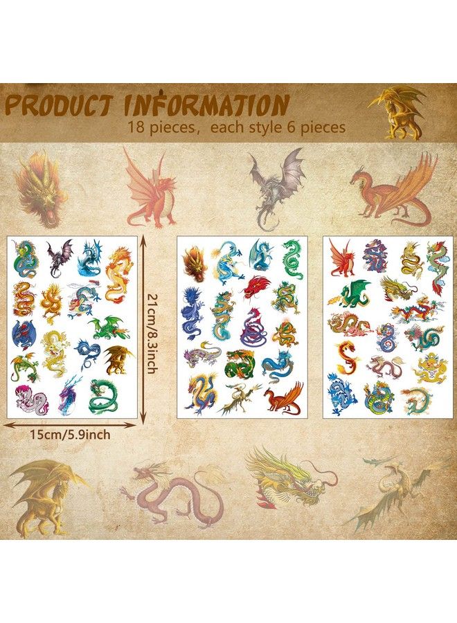 Maitys 288 Pieces 18 Sheets Dragon Temporary Dragon Stickers Dragon For Kids Dragon Party Favor Supplies Decor - Image 3