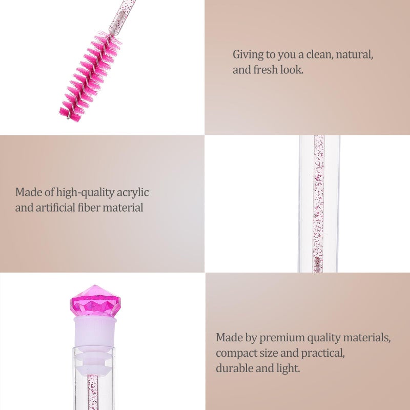 8 Pcs Pink Red Empty Mascara Tubes Eyelash Brush Wands Set For Makeup Application - Image 4