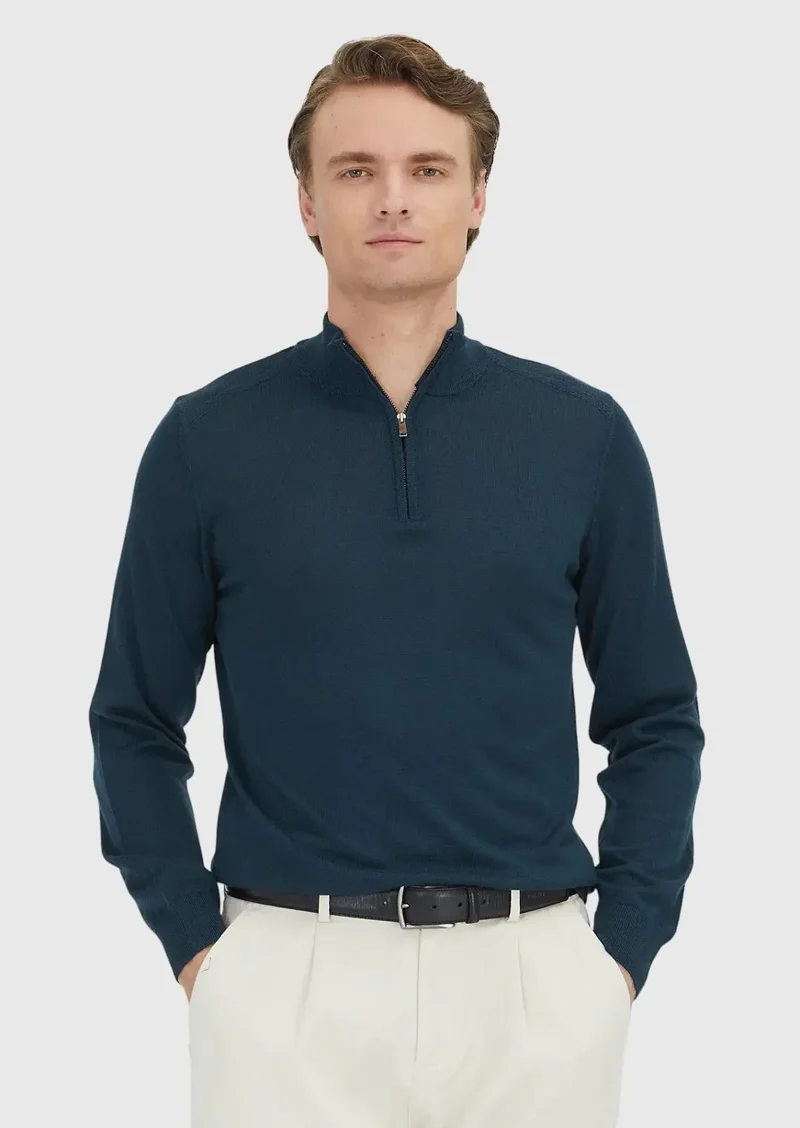 رامسي سويت شيرت محبوك باللون الأزرق البترولي