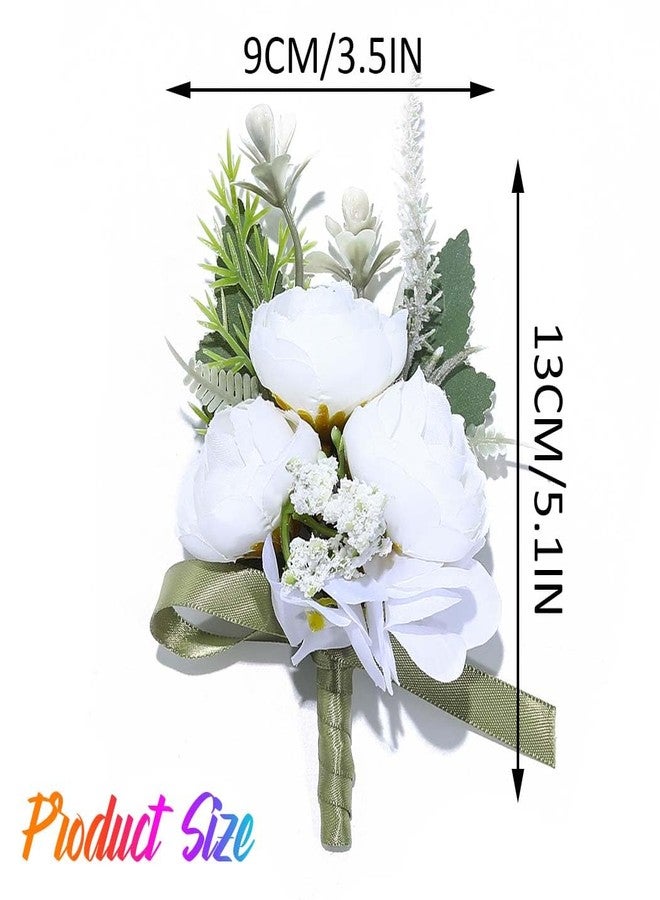 Latious Bride Wedding Rose Boutonniere Men's Flower Buttonholes Groomsmans Prom Suit Decoration for Men (White) - Image 4