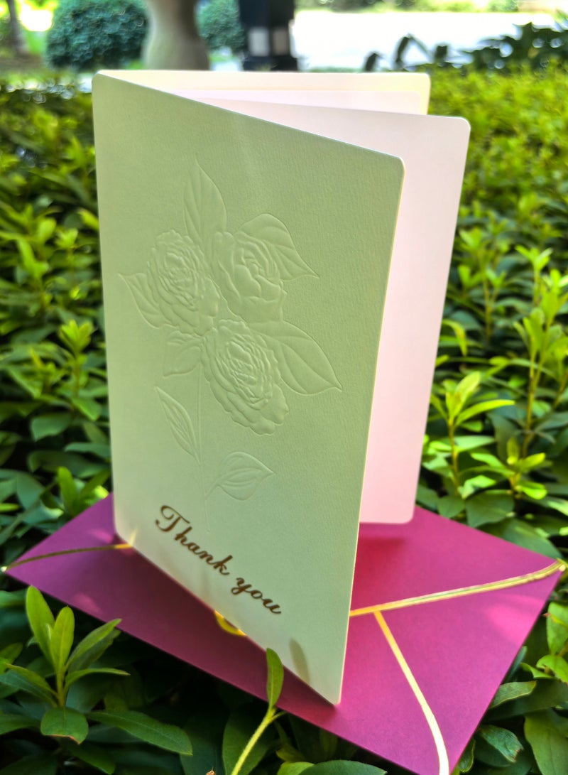 بطاقة شكر، بطاقات ملاحظات زهور مزخرفة مع مغلفات 5.1 × 7.1 بوصة (13 × 18 سم)، بطاقات تهنئة فارغة بالداخل، جميع بطاقات المناسبات، بطاقات ملاحظات قرطاسية ورق بطاقة لعيد الميلاد دعوة إلى أعمال زفاف - Image 5