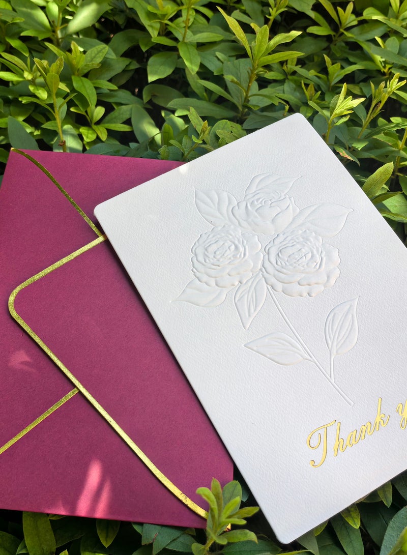 بطاقة شكر، بطاقات ملاحظات زهور مزخرفة مع مغلفات 5.1 × 7.1 بوصة (13 × 18 سم)، بطاقات تهنئة فارغة بالداخل، جميع بطاقات المناسبات، بطاقات ملاحظات قرطاسية ورق بطاقة لعيد الميلاد دعوة إلى أعمال زفاف - Image 3