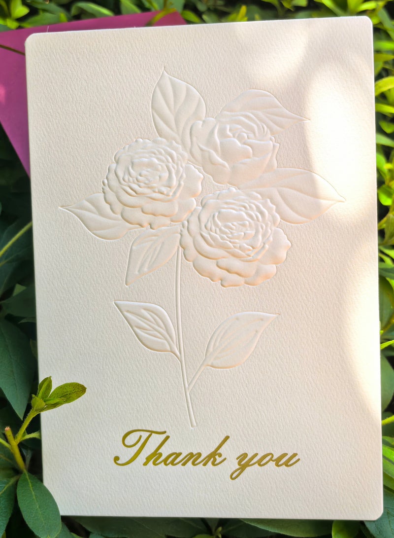 بطاقة شكر، بطاقات ملاحظات زهور مزخرفة مع مغلفات 5.1 × 7.1 بوصة (13 × 18 سم)، بطاقات تهنئة فارغة بالداخل، جميع بطاقات المناسبات، بطاقات ملاحظات قرطاسية ورق بطاقة لعيد الميلاد دعوة إلى أعمال زفاف - Image 1