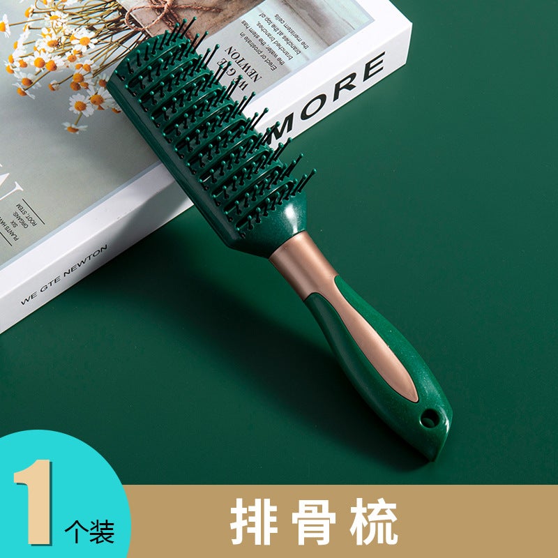 Generic New massage comb dark green elastic air bag comb Lady straight hair negative ion student curly hair salon beauty comb Straight hair comb 