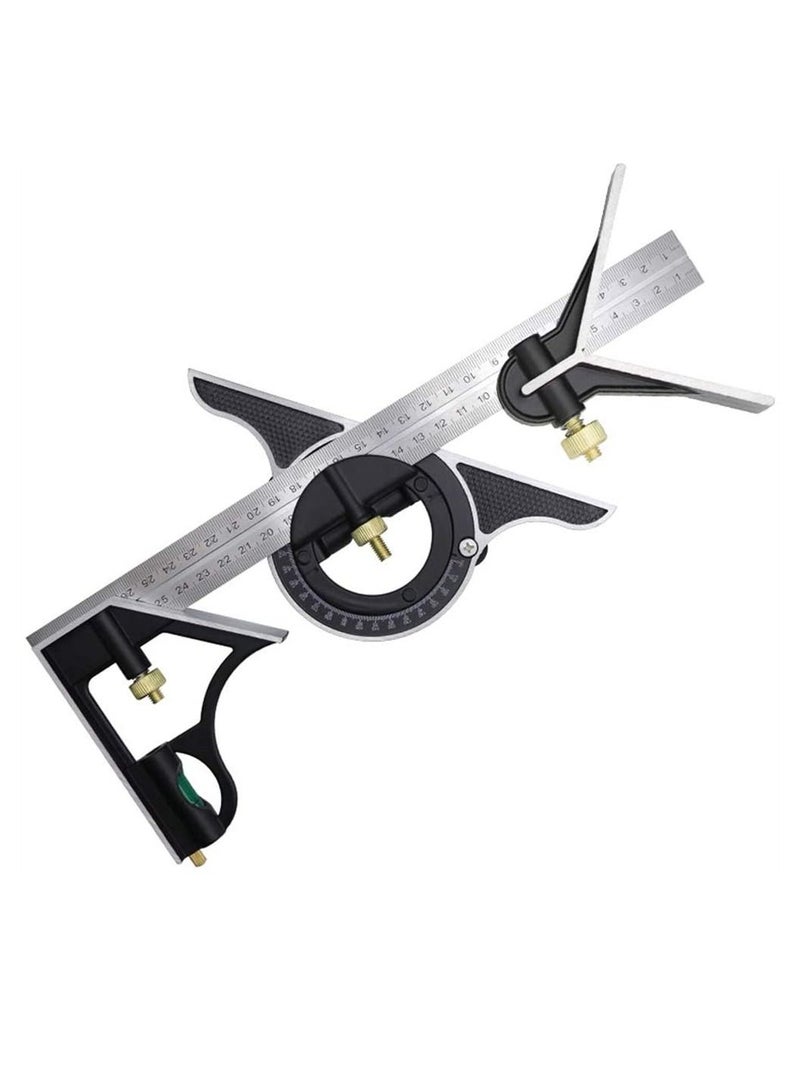 SYOSI Combination Angle Ruler, SYOSI 300MM Combination Square Angle Ruler Stainless Steel Multi Function Measuring Tool About 0.35Kg - Image 1