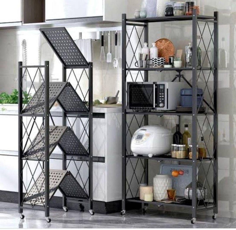 Foldable Metal 5-Tier Organizer Rack for Tools and Kitchen Appliances - Image 2