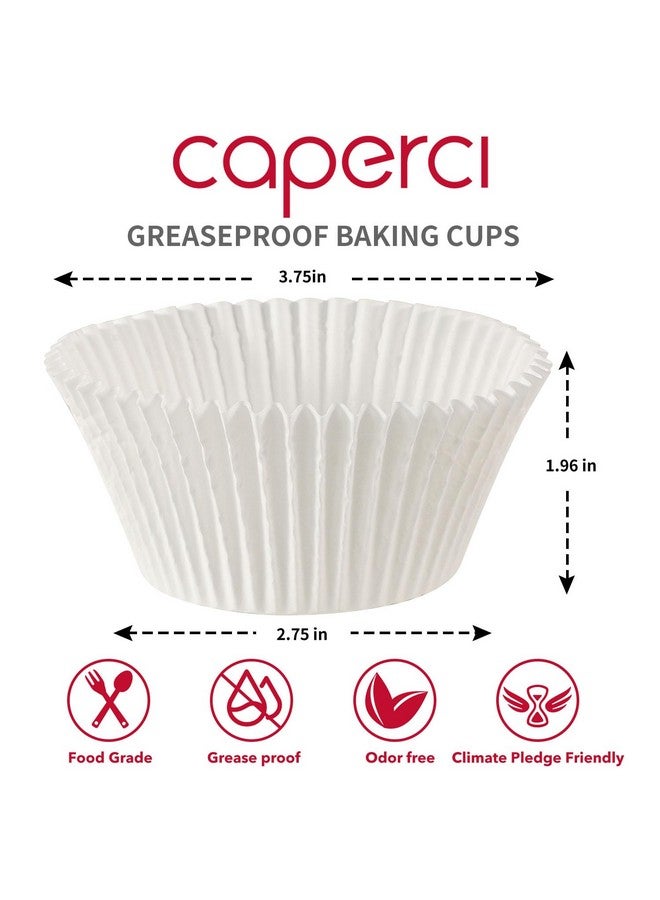 Caperci Jumbo Cupcake Liners White Muffin Baking Cups 300-Count, No Smell, Food Grade, Upgraded Grease-Proof Paper (White) - Image 1