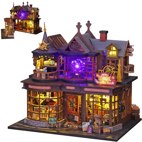 Plustopoy DIY Miniature House Kit Tiny House Model Kit with Openable Door DIY Wooden Dollhouse Miniature Kit for Adults Teens Creative Crafts Book Nook Magic Model Kits Home Decor - Image 1
