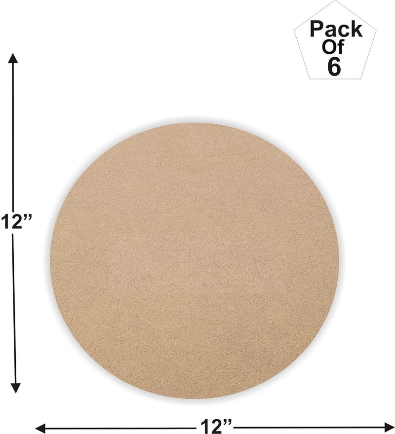 BerryBox 12 x 12 inch Round MDF Boards for Art and Craft, Wood Round MDF Sheets for Craft Work, DIY MDF Cutouts 3mm Thickness (6) - Image 2