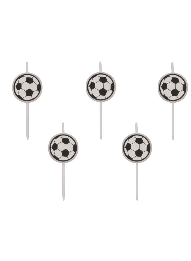 Ciao Football Birthday Candle Set – Pack of 5 Soccer-Themed Cake Candles for Sports Parties and Celebrations - Image 1