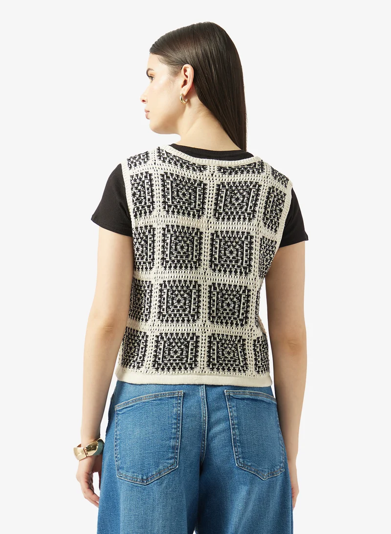 اونلي String Crochet Open Front Cardigan