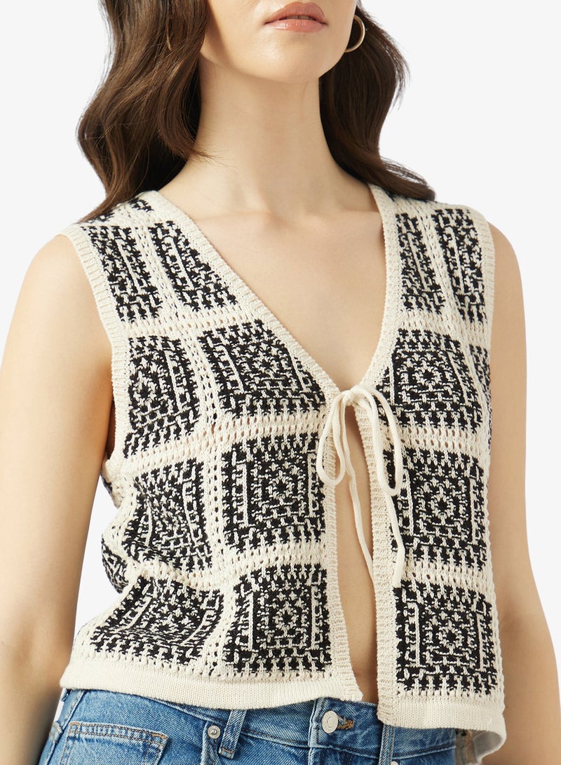 ONLY String Crochet Open Front Cardigan - Image 4