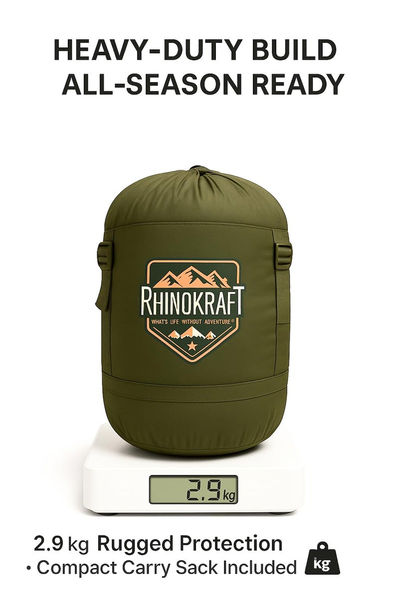 RhinoKraft Phantom Mummy Sleeping Bag | Detachable Suede-Lined Interior | Rugged TPU Shell for Extreme Durability | Fits Up to 7ft Tall | 2.9 kg Dark Olive Army-Grade Gear for Camping & Trekking - Image 5