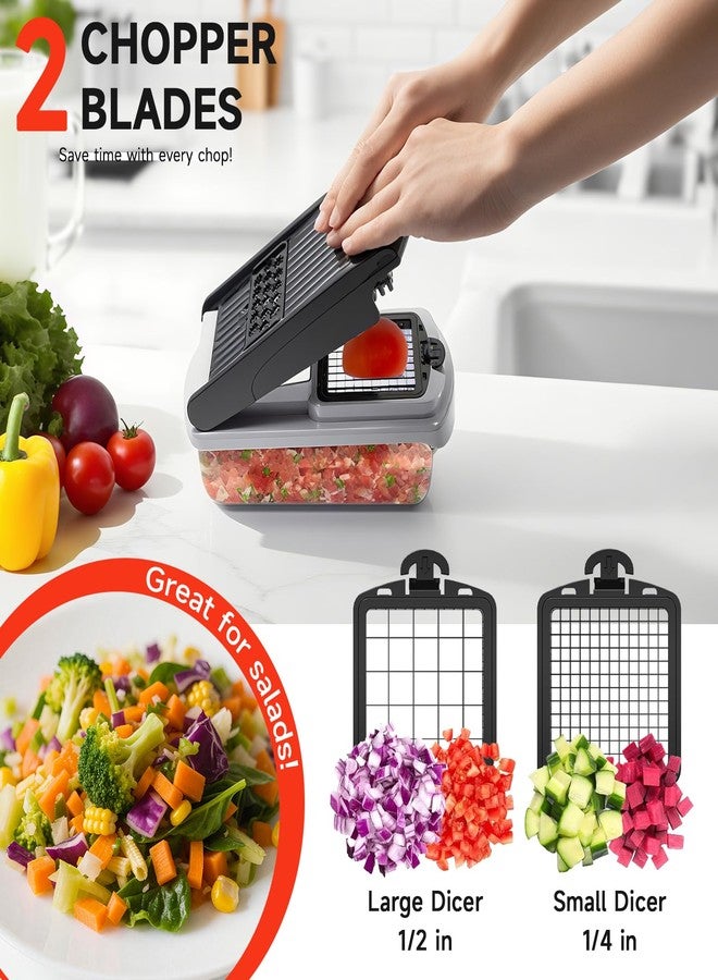 Aonhom Vegetable Chopper Mandoline Slicer, 15 in 1 Food Veggie Chopper for Onion, Veggie, Cheese Grater, Vegetables Cutter With Large Container, Kitchen Gadgets (White) - Image 3
