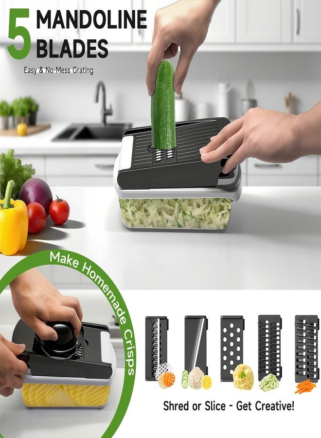 Aonhom Vegetable Chopper Mandoline Slicer, 15 in 1 Food Veggie Chopper for Onion, Veggie, Cheese Grater, Vegetables Cutter With Large Container, Kitchen Gadgets (White) - Image 4