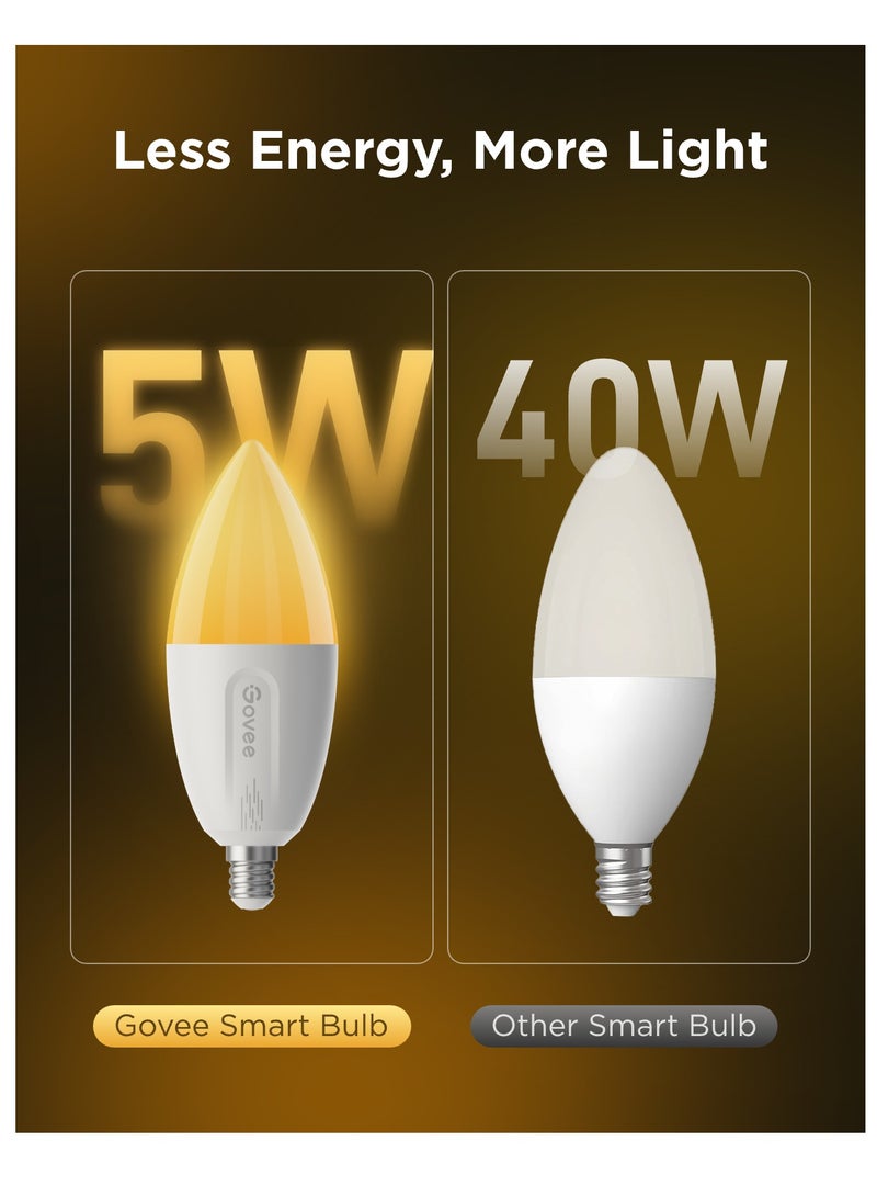 جوفي مصباح LED ذكي E14 قابل للتعتيم 450 لومن بتقنية RGBWW مع 16 مليون لون و54 مشهد، إضاءة منزلية متعددة الألوان للاستخدام اليومي والتركيب الذاتي - Image 2