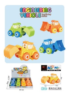 Toyland Construction Truck Toy Set Colorful Inertia-Powered Vehicles with Lights and Sounds for toddlers, 8 Pcs Set 