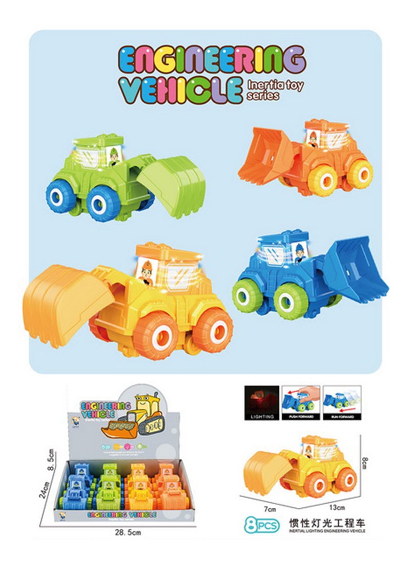 Toyland Construction Truck Toy Set Colorful Inertia-Powered Vehicles with Lights and Sounds for toddlers, 8 Pcs Set 