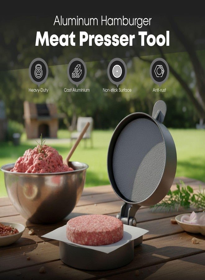 GasOne Hamburger Meat Burger Press – 4.9 x 7.3 x 5.7 in Cast Aluminum Burger Smasher Patty Maker for Crab Cake, Sausages – Easy Removal Spring Ejector Meat Press for Cooking - Image 2