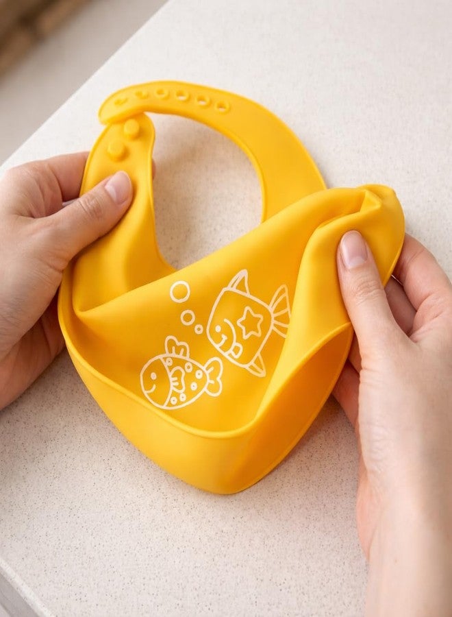 AEREX Silicone Baby Feeding Bib with Food Catcher Pocket | Waterproof & Adjustable Toddler Bib | Soft BPA-Free Washable Weaning Bib for Babies 6 Months to 4 Years (Yellow) - Image 5